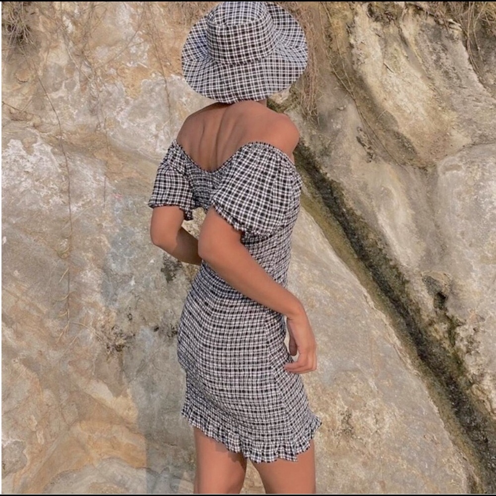 NWOT PETITE Faithfull The Brand Check Mini Dress - Picture 2 of 6